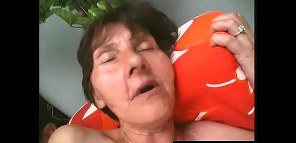  An elderly lady sucking and fucking with a her grandson